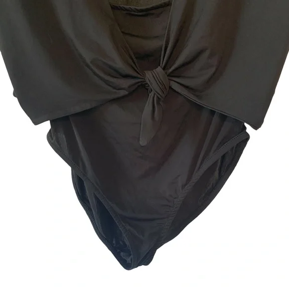 ZARA Collection Black Sleeveless Built-In Tie Vest Bodysuit NWT Size Small - Picture 4 of 6